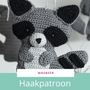 Haakpatroon Wasbeer - platte dieren haken