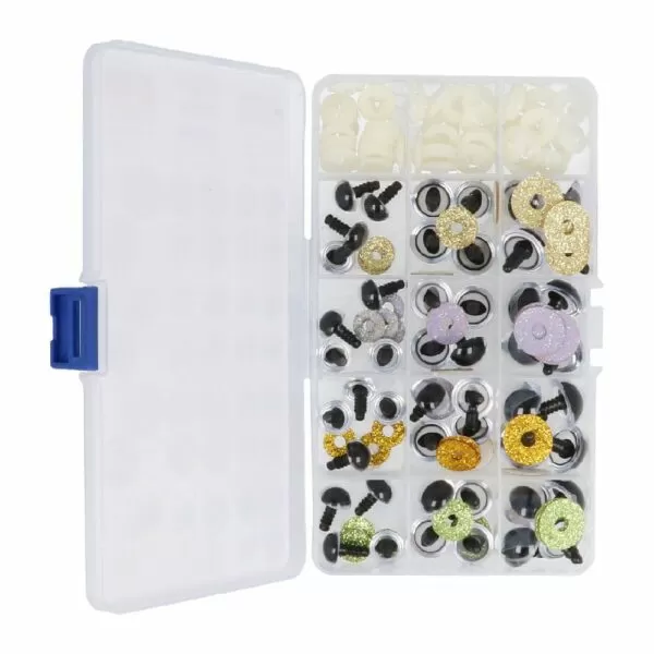Veiligheidsogen kattenogen glitter 12mm, 15mm, 18mm doos met 48 stuks - Afbeelding 2