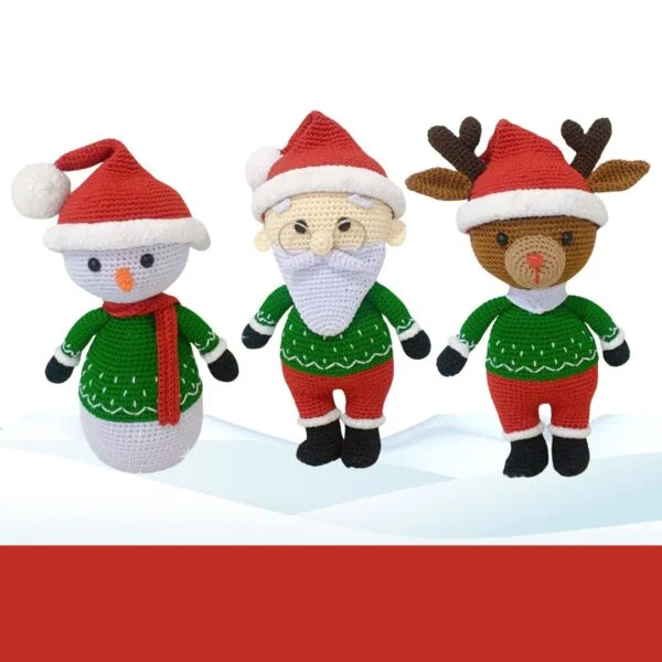 Haakpatroon Kerstman, sneeuwpop, rendier - Christmas Trio