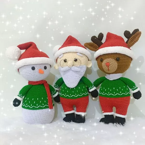 Haakpatroon Kerstman, sneeuwpop, rendier - Christmas Trio - Afbeelding 5