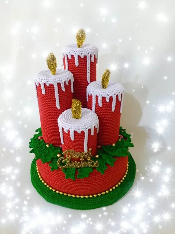Haakpatroon Christmas Candles Centerpiece - Afbeelding 2