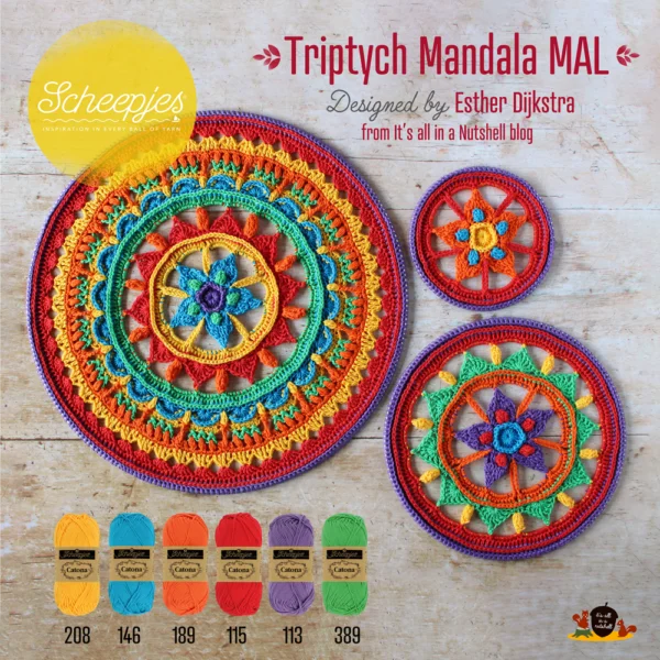 Triptych Mandala MAL - Kleurenpakket #2 Rainbow Bright - Ontworpen door Esther Dijkstra