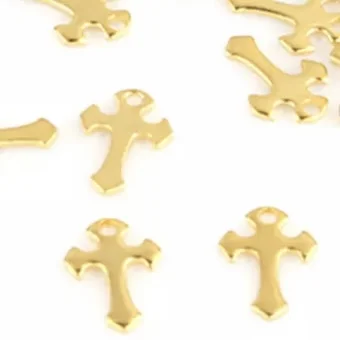 Klein metalen kruisje goud 1,2x0,9cm - Afbeelding 3