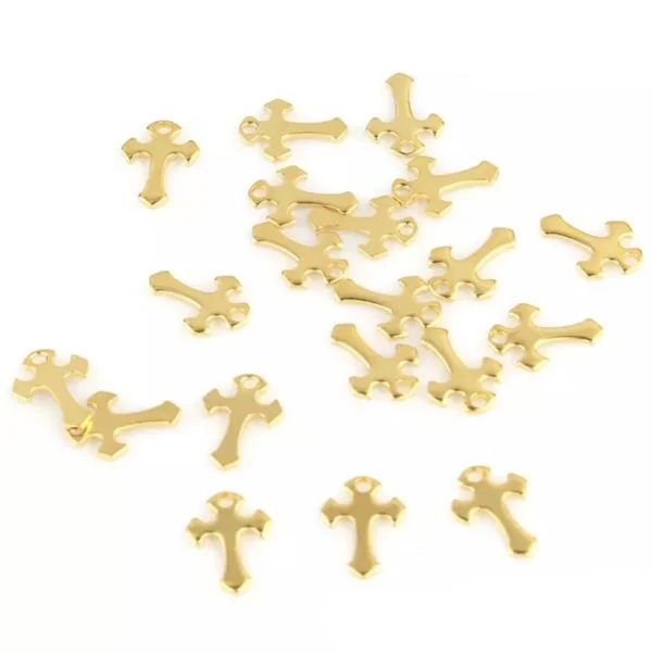 Klein metalen kruisje goud 1,2x0,9cm