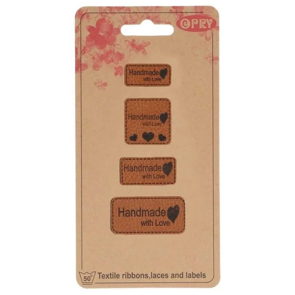 Opry leren labels Handmade with love