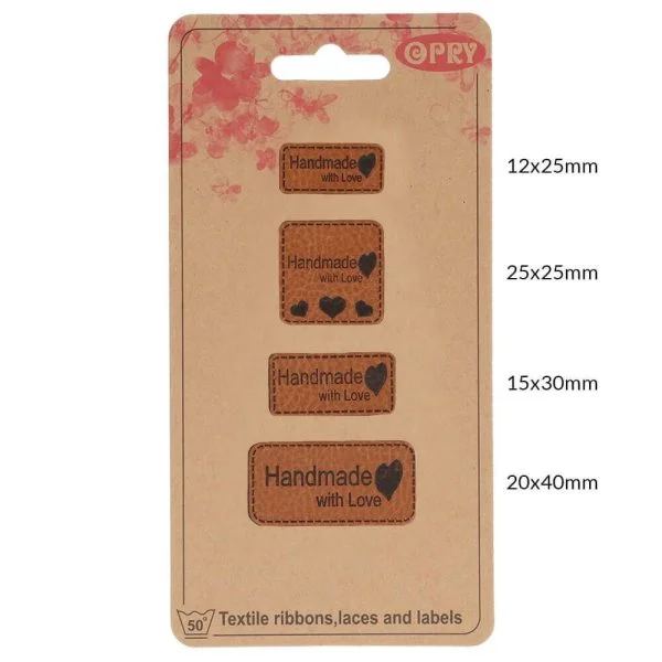Opry leren labels Handmade with love - Afbeelding 3