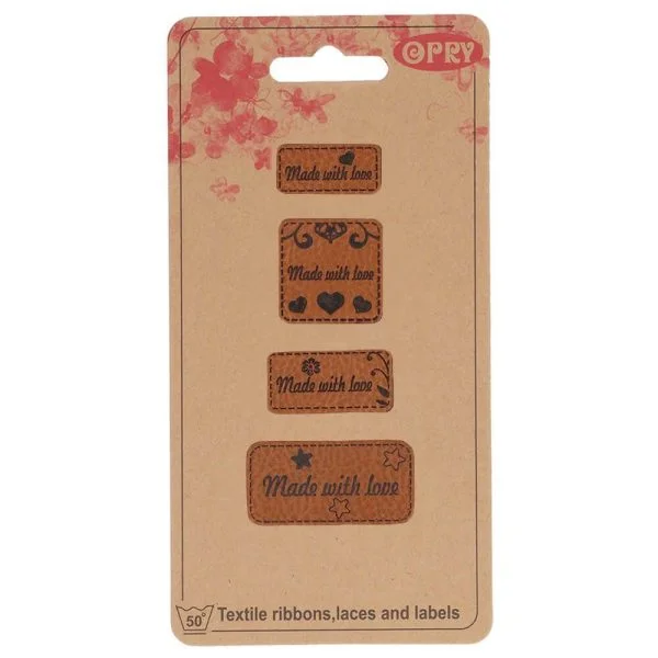 Opry leren labels Made with love