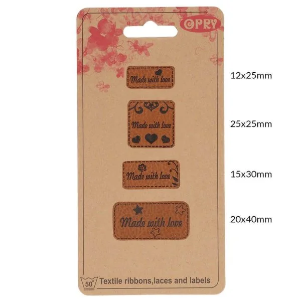 Opry leren labels Made with love - Afbeelding 3