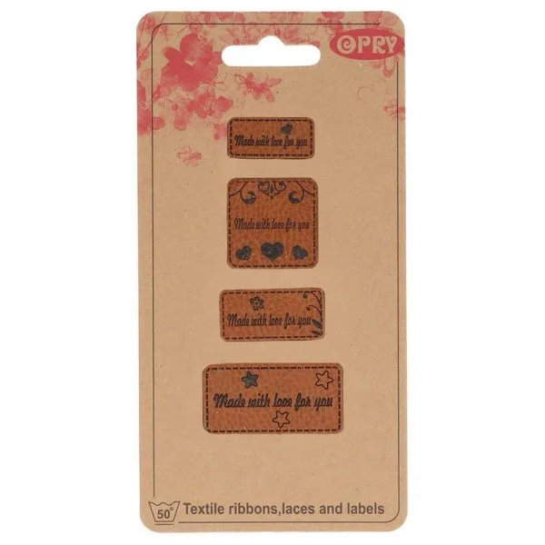 Opry leren labels Made with love for you