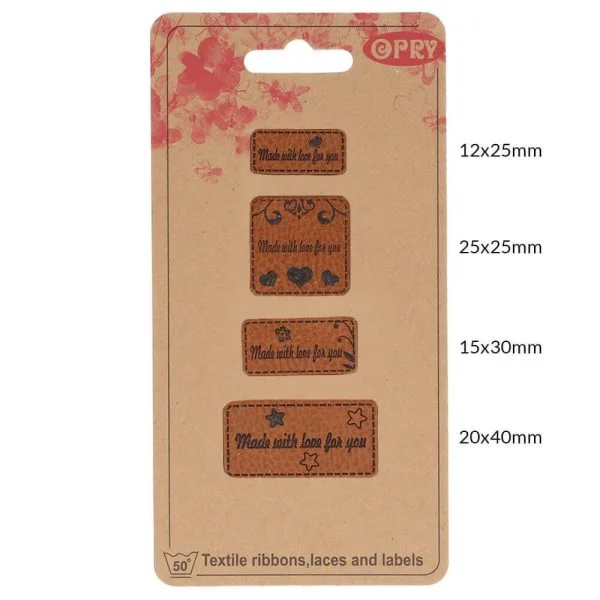 Opry leren labels Made with love for you - Afbeelding 3