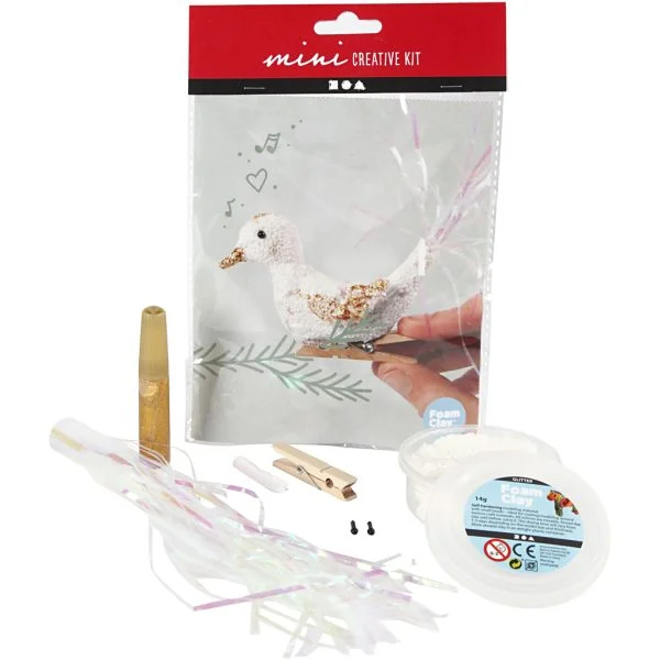 Creative mini kit clip-on vogel - Kerst knutsel set