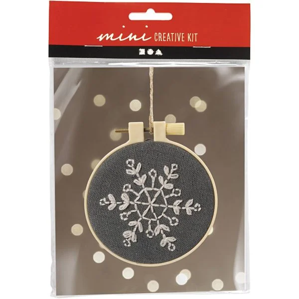 Mini Hobbyset Borduurwerk Sneeuwvlok grijs - Kerst knutsel set - Afbeelding 3