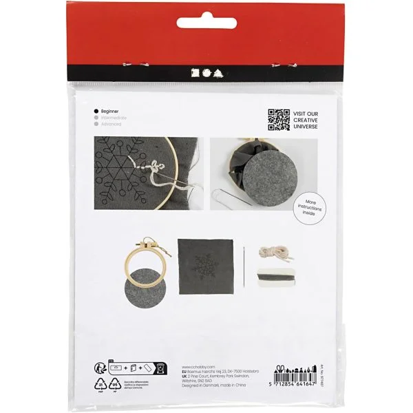 Mini Hobbyset Borduurwerk Sneeuwvlok grijs - Kerst knutsel set - Afbeelding 4