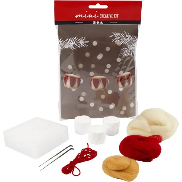 Mini Hobbyset Trommel 33 mm beige antiek rood - Kerst knutsel set