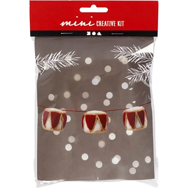 Mini Hobbyset Trommel 33 mm beige antiek rood - Kerst knutsel set - Afbeelding 3