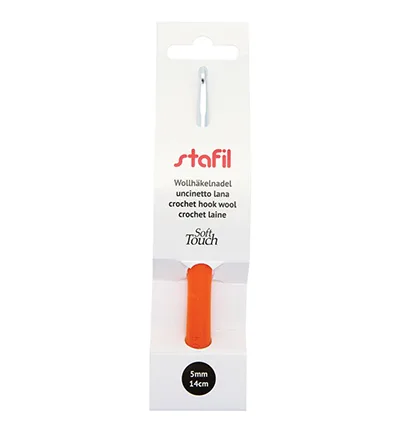 Wol haaknaald aluminium soft touch 14cm 5.00mm