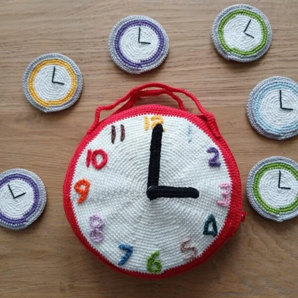 Haakpatroon Memoryspel klokken met opbergtas